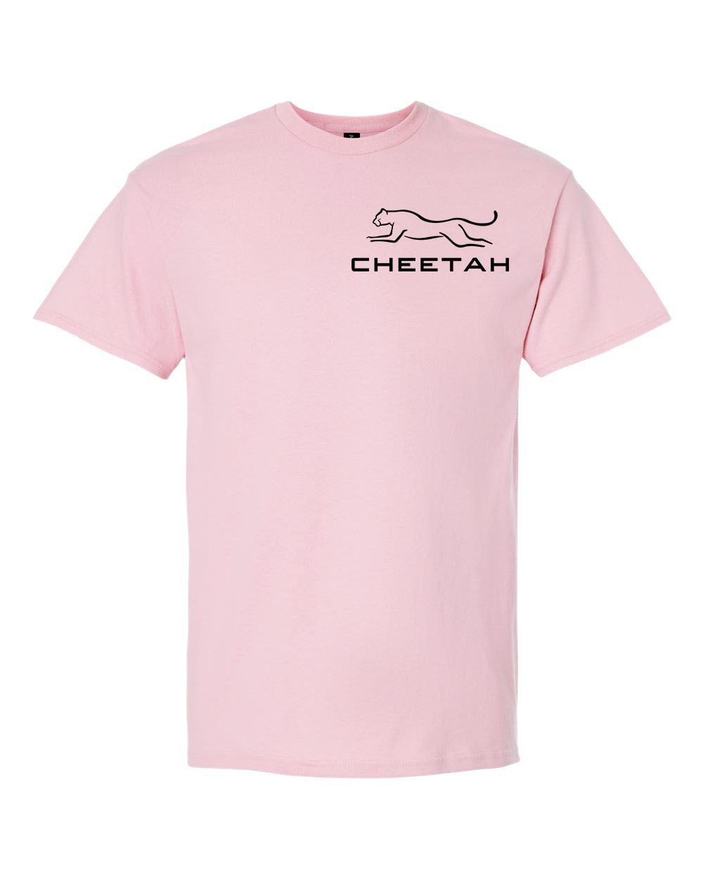 Light Pink Cheetah 100% Quality Cotton Short Sleeve (Left Chest)
