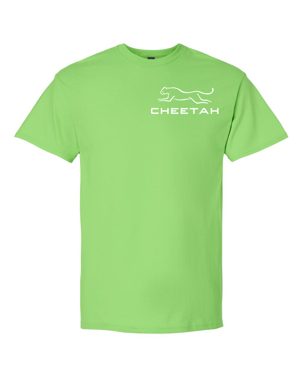 Lime Cheetah 100% Quality Cotton Short Sleeve (Left Chest)