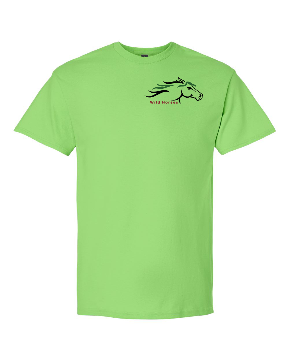 Lime Wild Horses 100% Quality Cotton Short Sleeve