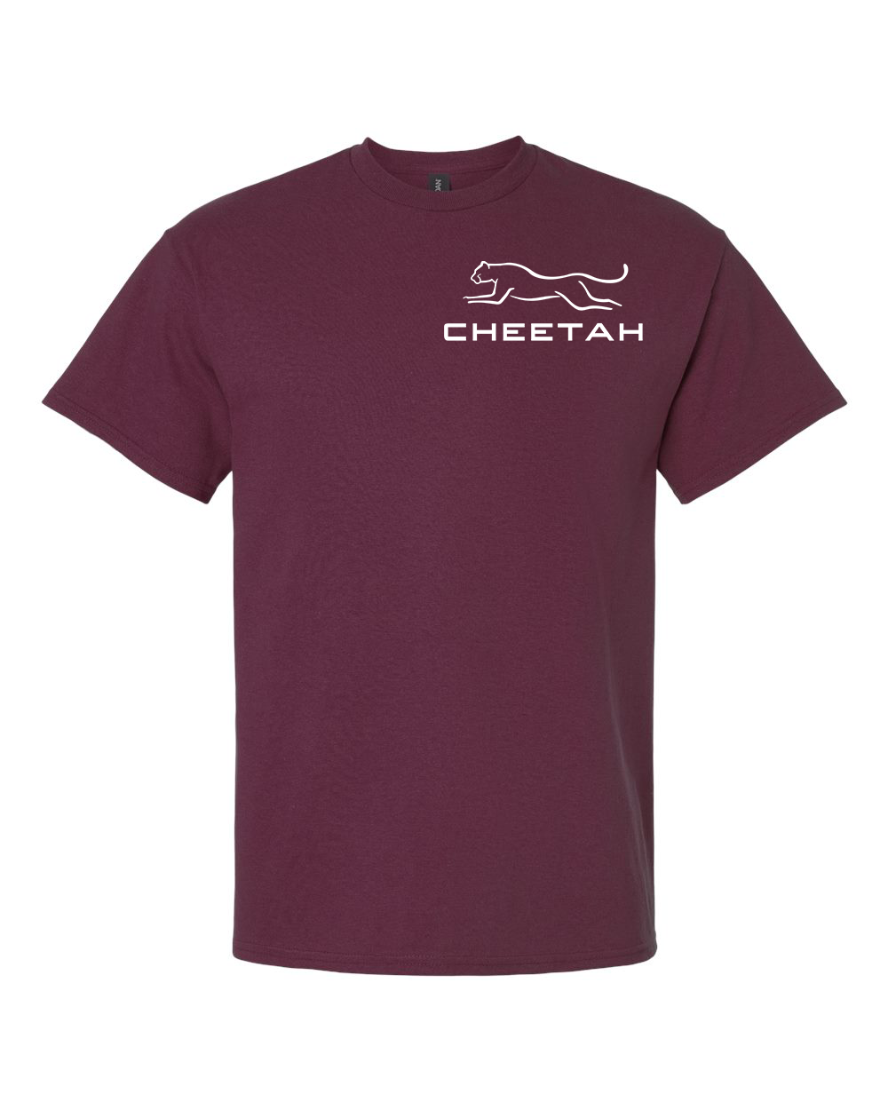 Maroon Cheetah 100% Quality Cotton Short Sleeve (Left Chest)
