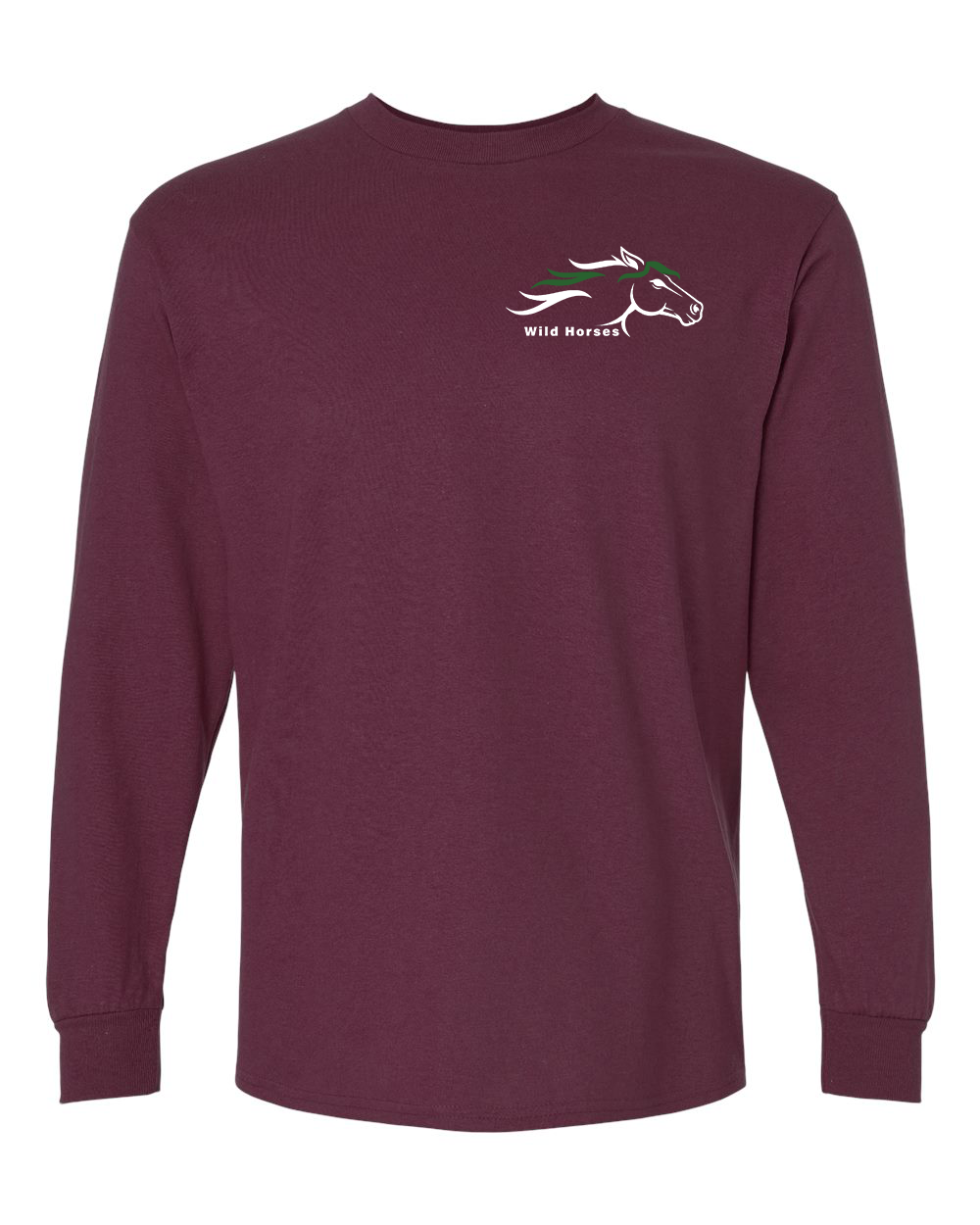 Maroon Wild Horses 100% Quality Cotton Long Sleeve