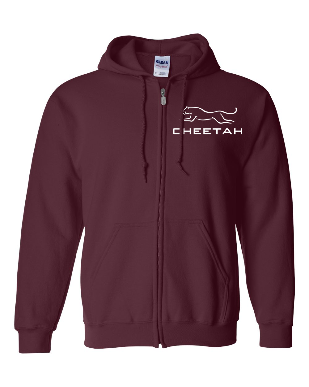 Maroon Cheetah 100% Quality Cotton Full-Zip Hoodie