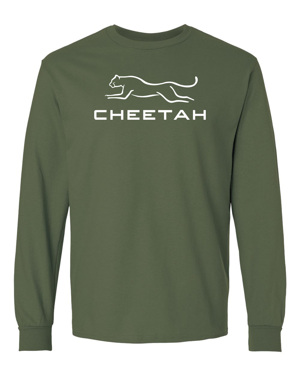 Military Green Cheetah 100% Quality Cotton Long Sleeve (Full Chest)