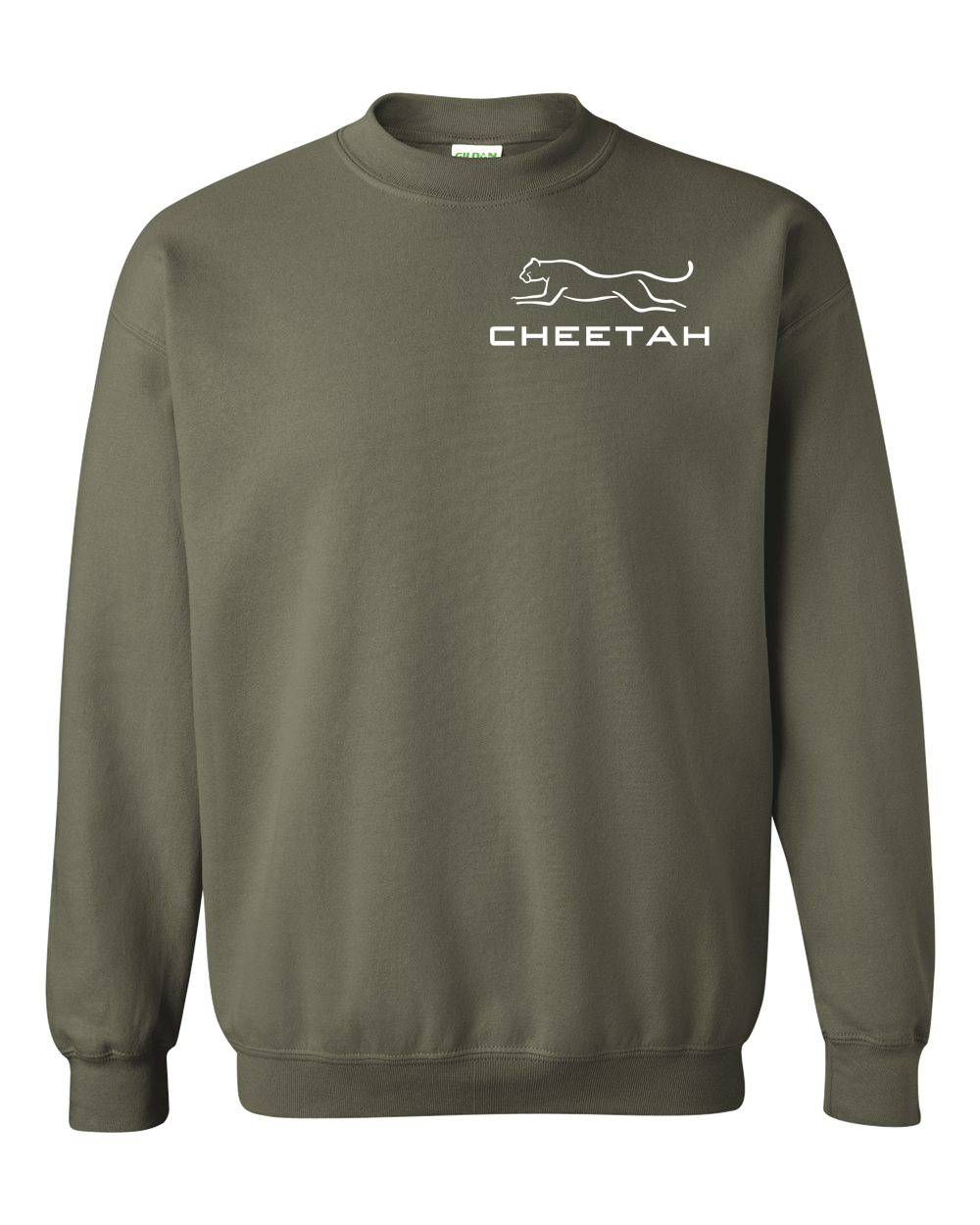 Military Green Cheetah 100% Quality Cotton Crewneck Sweatshirt
