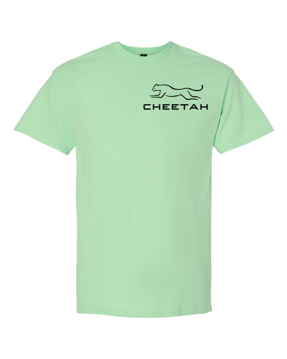 Mint Green Cheetah 100% Quality Cotton Short Sleeve (Left Chest)