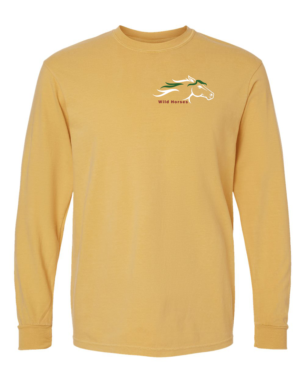 Mustard Wild Horses 100% Quality Cotton Long Sleeve