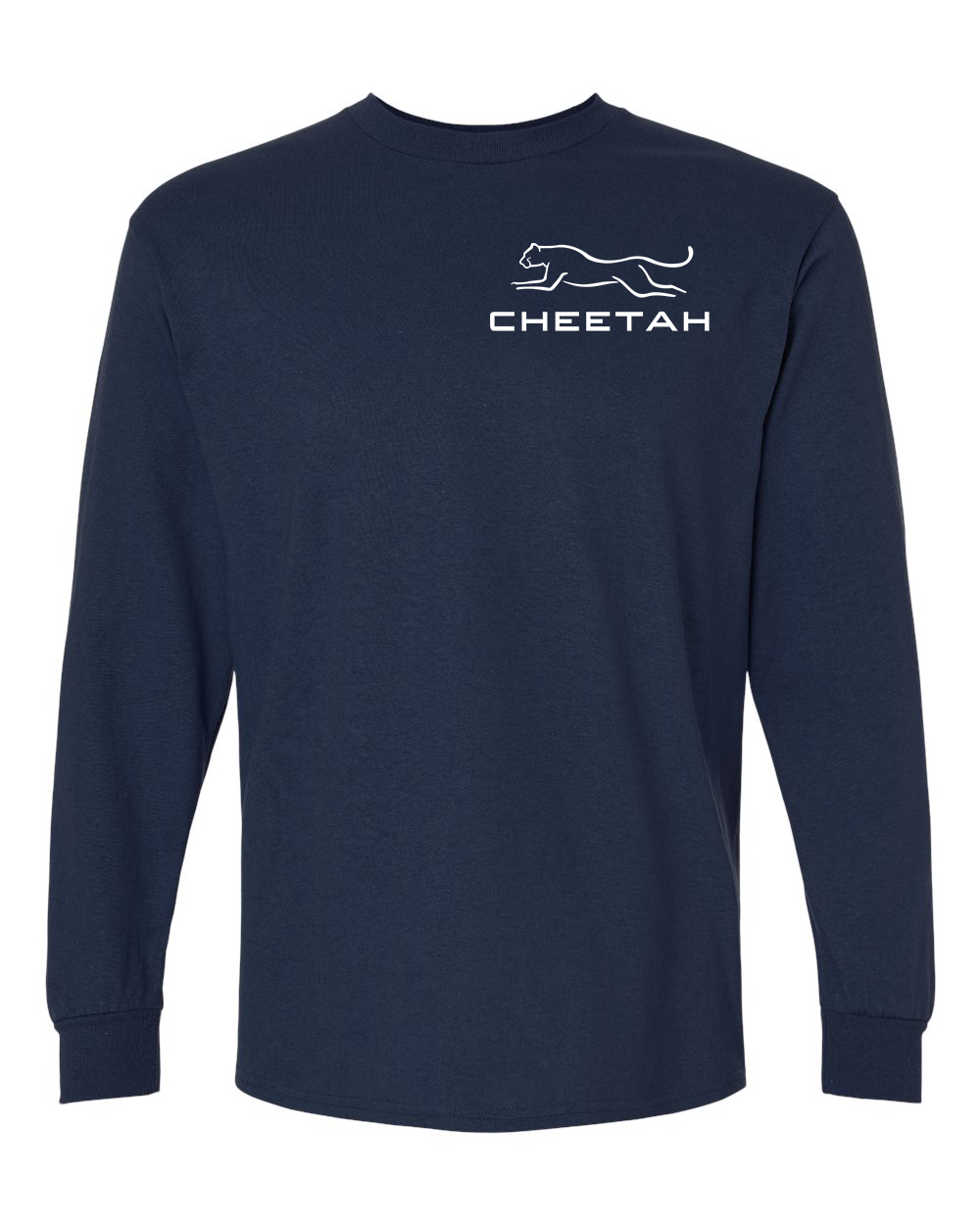 Navy Cheetah 100% Quality Cotton Long Sleeve (Left Chest)