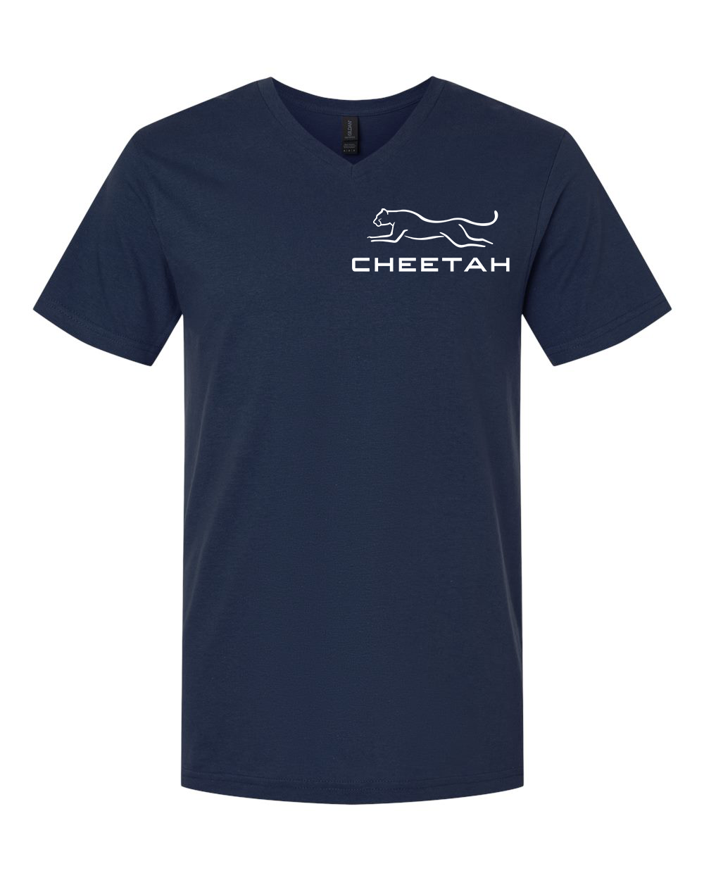 Navy Cheetah 100% Quality Cotton V-Neck Short Sleeve