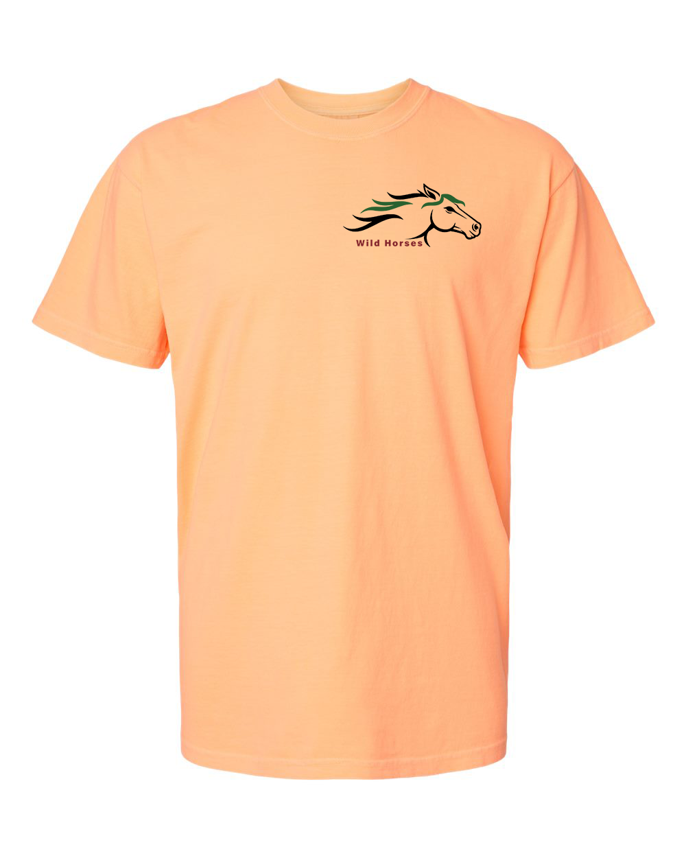 Neon Cantaloupe Wild Horses 100% Quality Cotton Short Sleeve