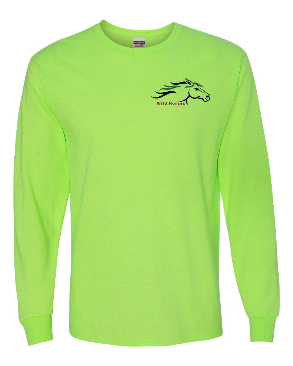 Neon Green Wild Horses 100% Quality Cotton Long Sleeve