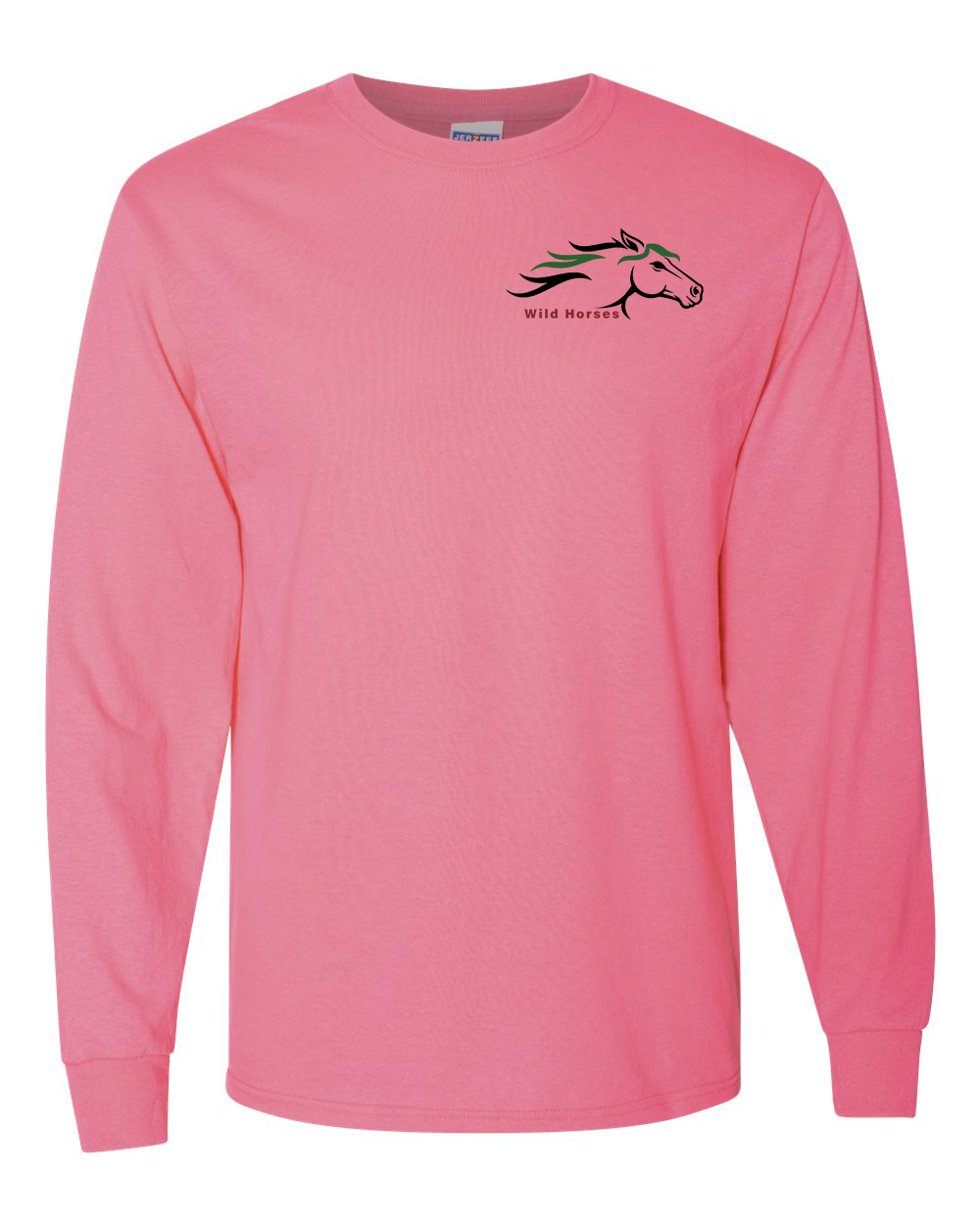 Neon Pink Wild Horses 100% Quality Cotton Long Sleeve