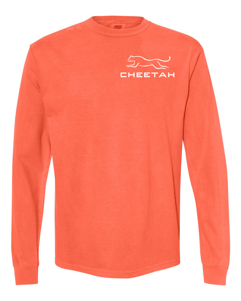 Neon Red Orange Cheetah 100% Quality Cotton Long Sleeve