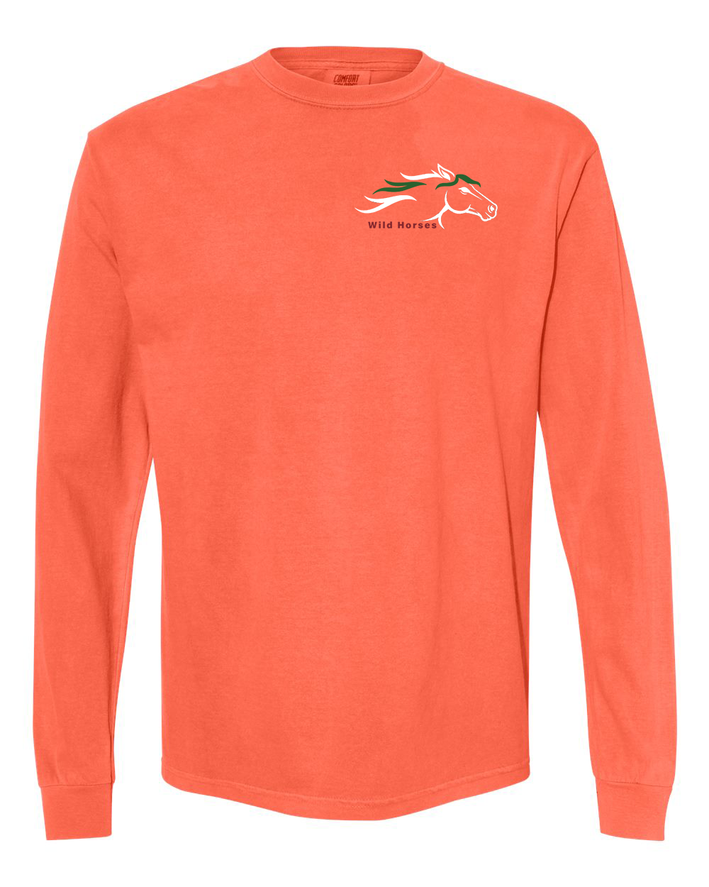 Neon Red Orange Wild Horses 100% Quality Cotton Long Sleeve