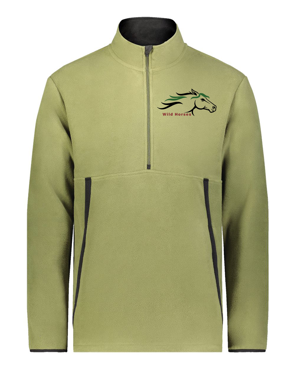Olive Wild Horses 100% Quality Cotton Quarter-Zip