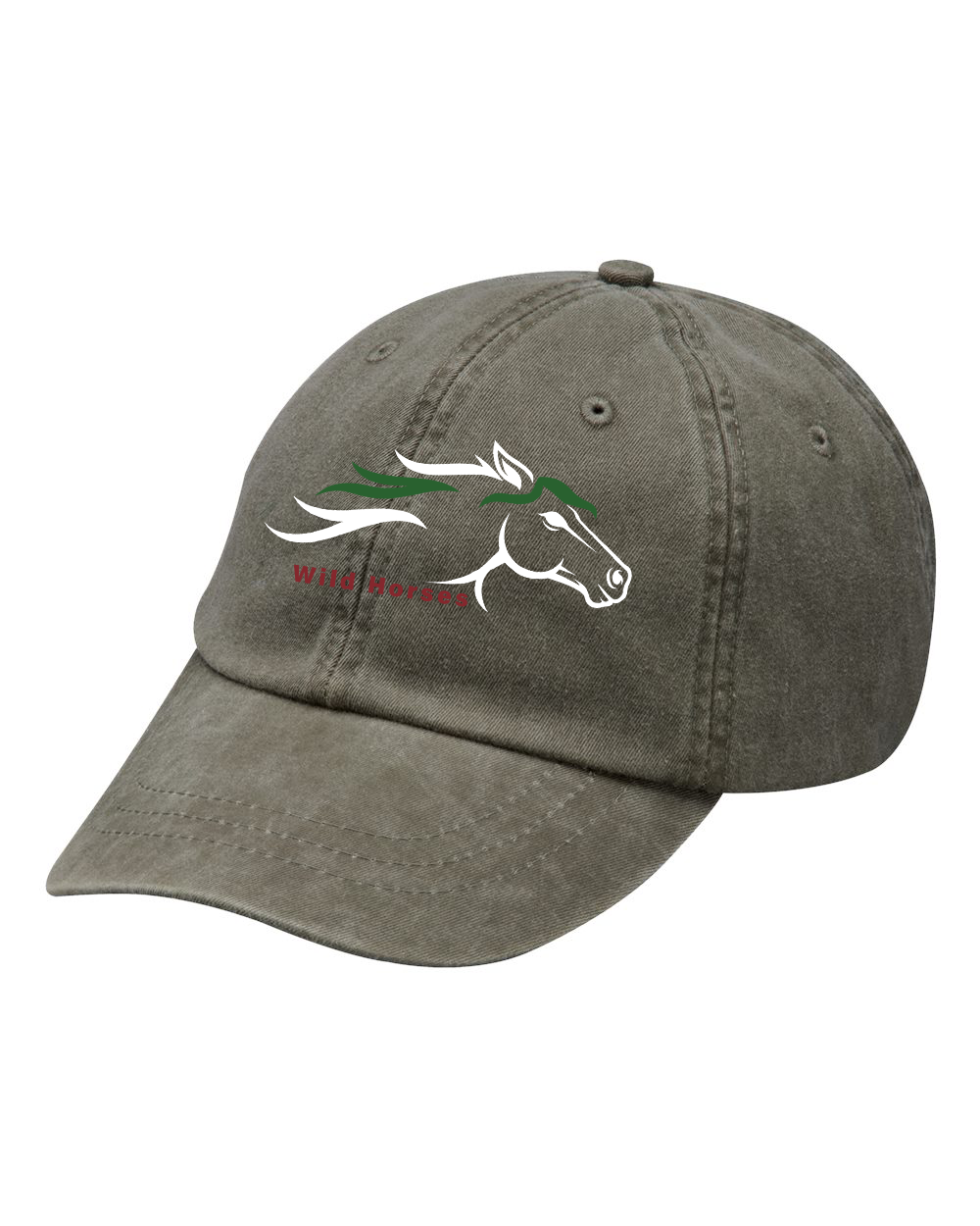 Olive Wild Horses 100% Quality Cotton Cap