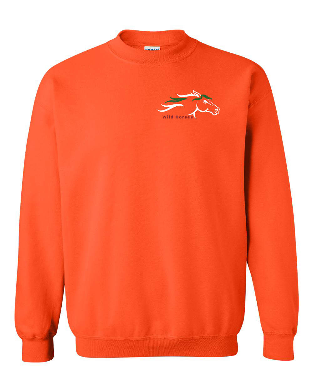 Orange Wild Horses 100% Quality Cotton Crewneck Sweatshirt