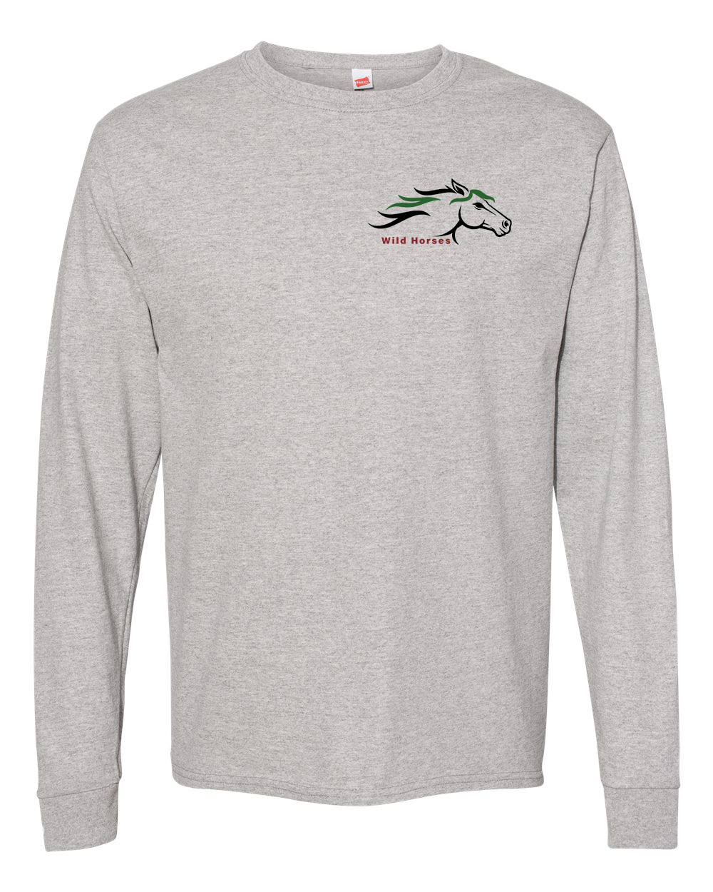 Oxford Grey Wild Horses 100% Quality Cotton Long Sleeve