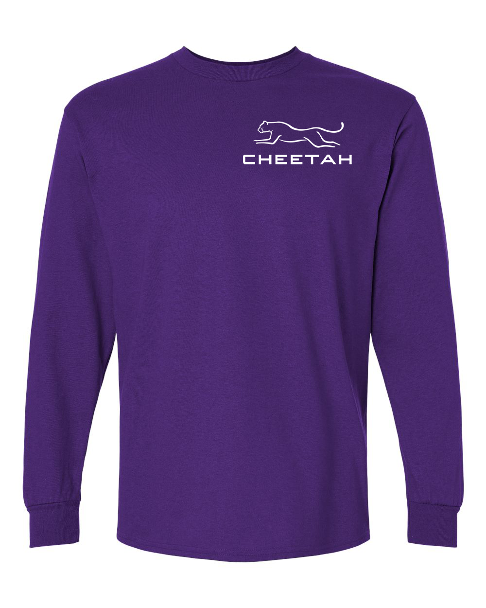 Purple Cheetah 100% Quality Cotton Long Sleeve (Left Chest)