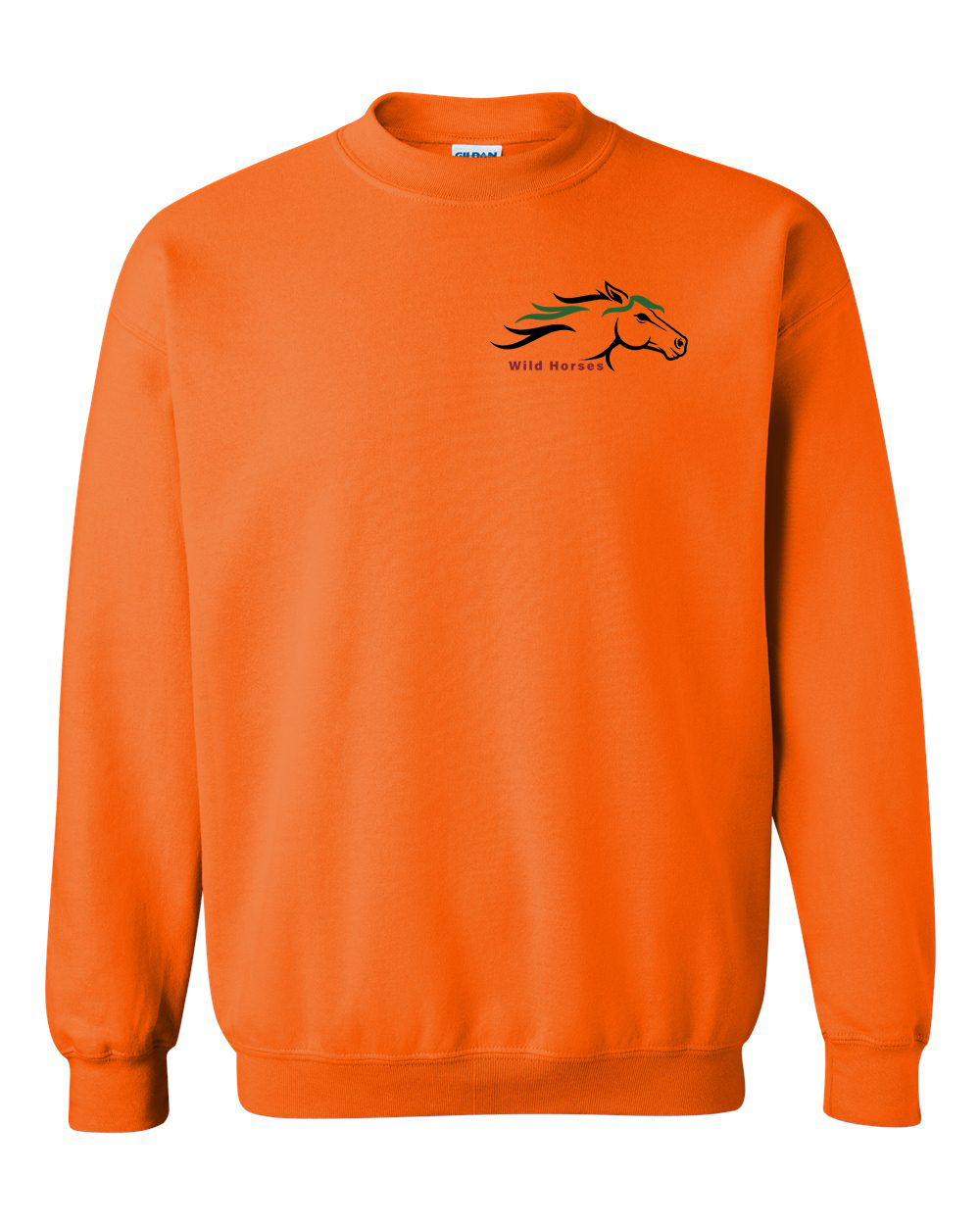 Safety Orange Wild Horses 100% Quality Cotton Crewneck Sweatshirt