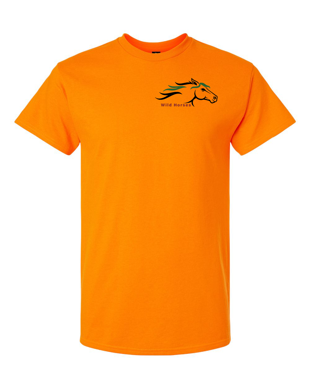 Safety Orange Wild Horses 100% Quality Cotton Short Sleeve