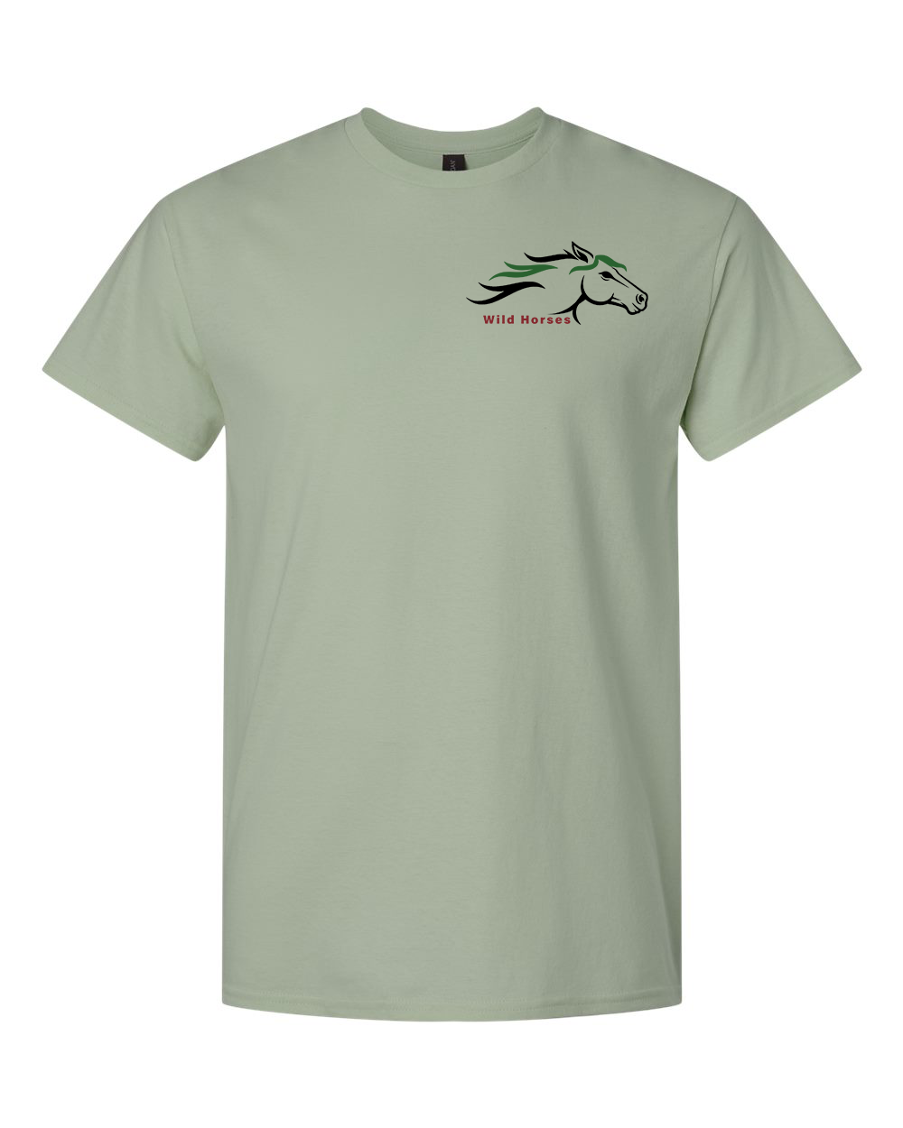 Sage Wild Horses 100% Quality Cotton Short Sleeve