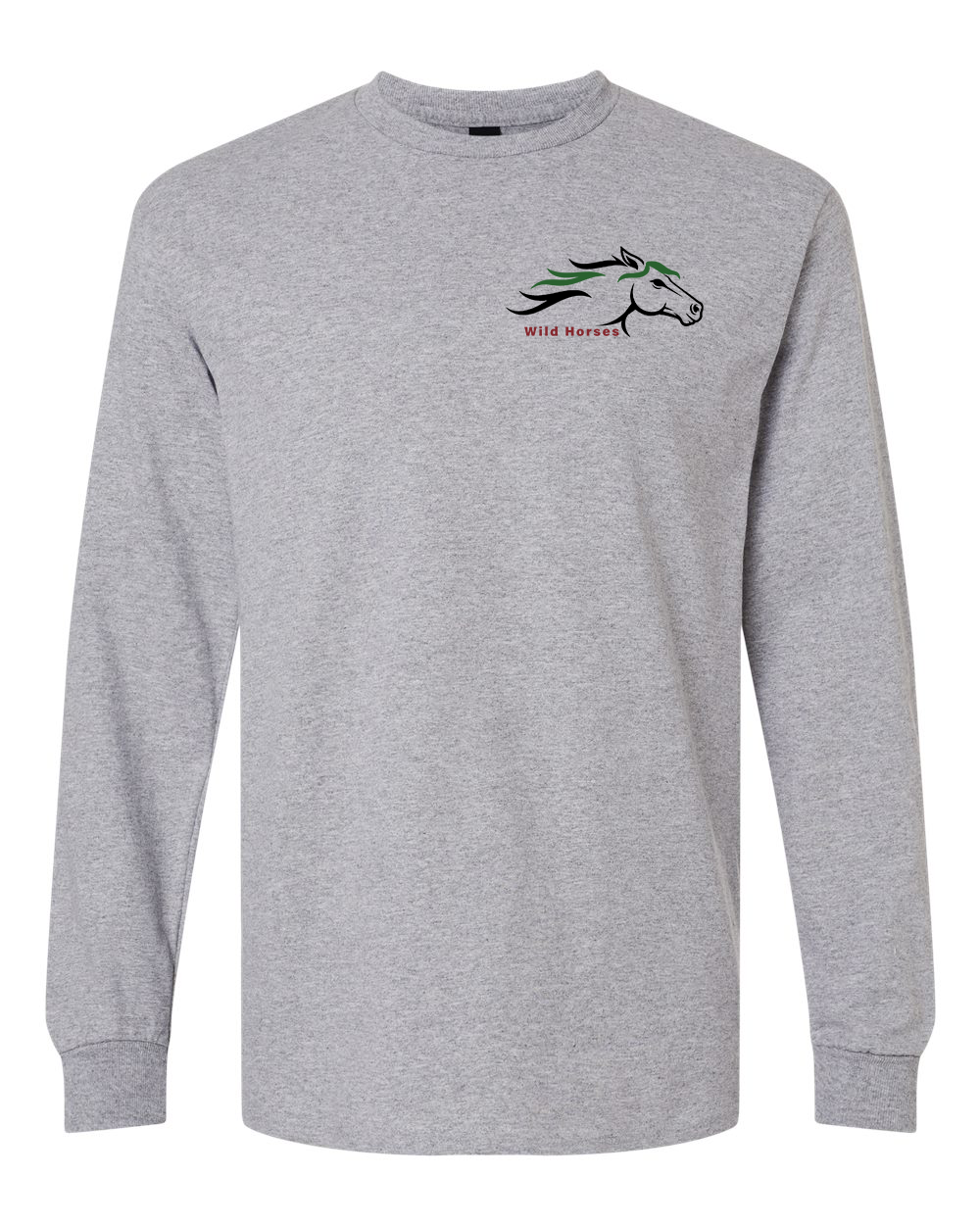 Sport Grey Wild Horses 100% Quality Cotton Long Sleeve