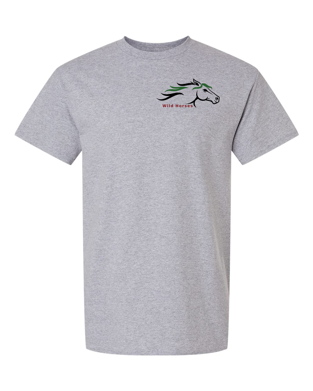 Sport Grey Wild Horses 100% Quality Cotton Short Sleeve