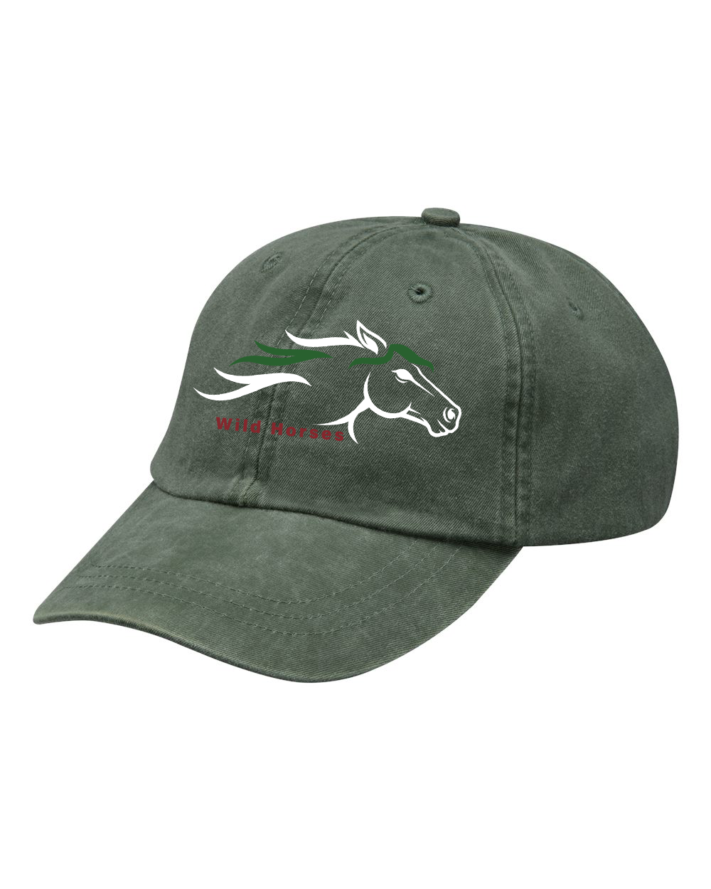 Spruce Green Wild Horses 100% Quality Cotton Cap