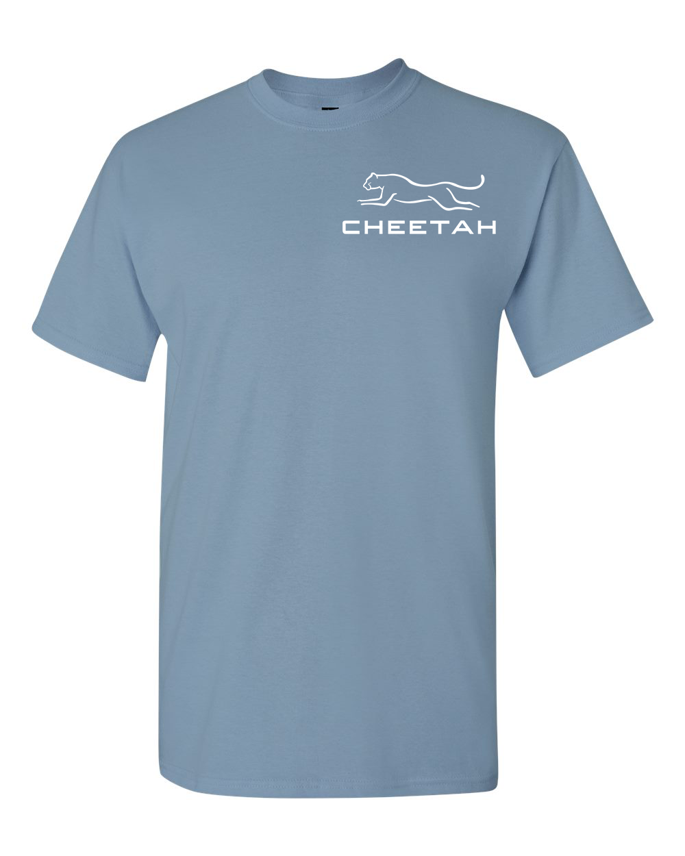Stone Blue Cheetah 100% Quality Cotton Short Sleeve (Left Chest)