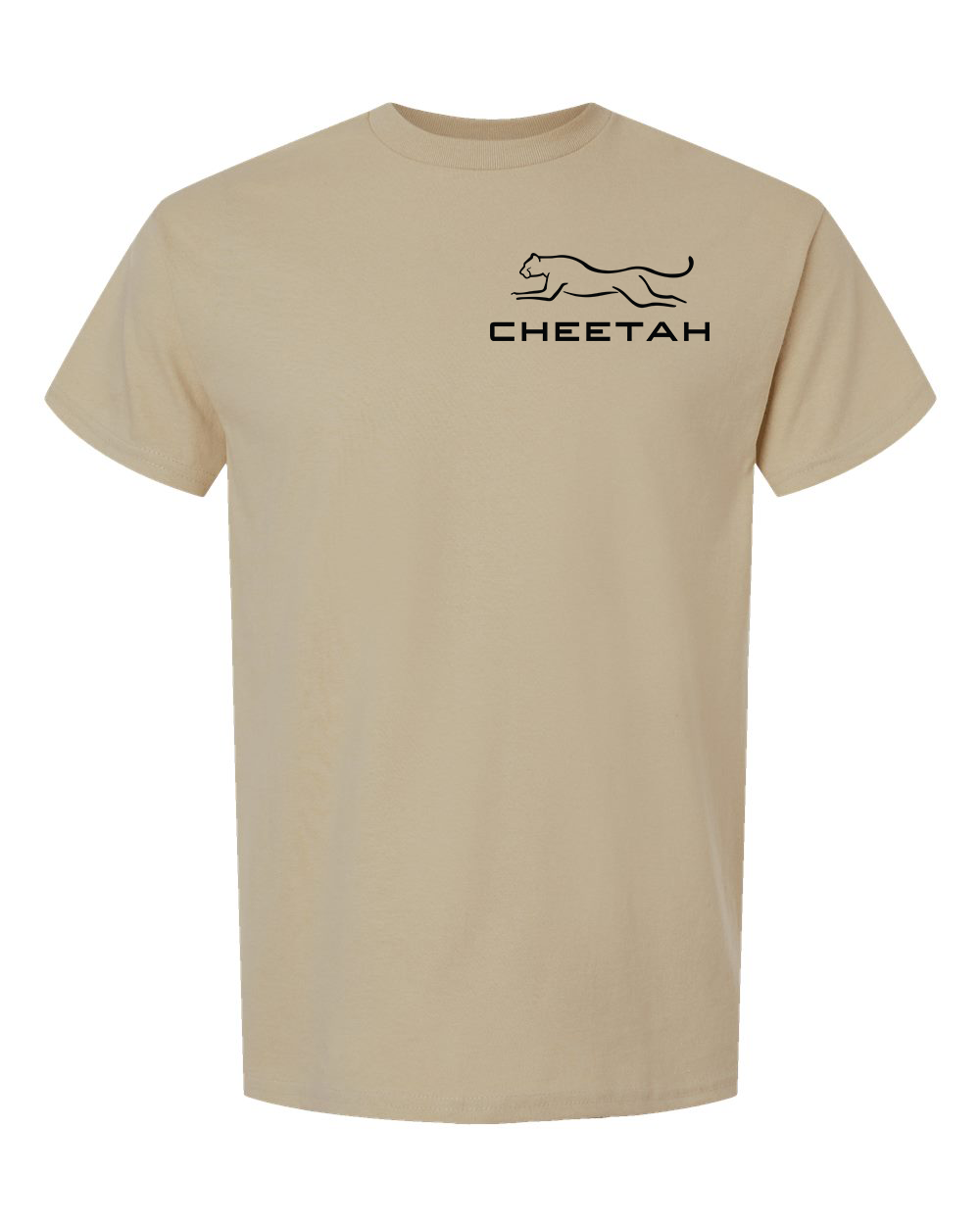 Tan Cheetah 100% Quality Cotton Short Sleeve (Left Chest)