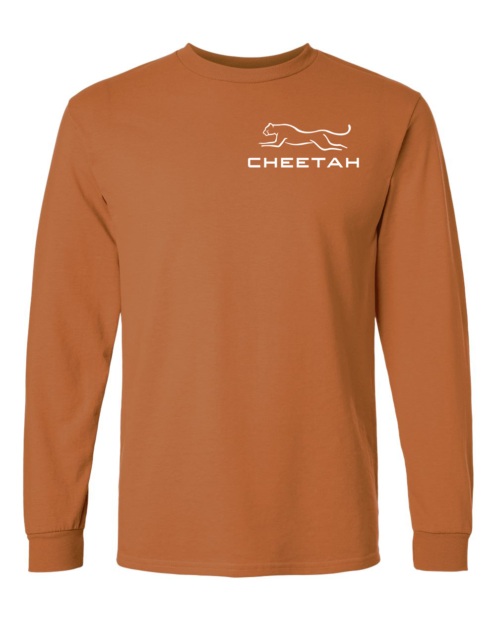 Texas Orange Cheetah 100% Quality Cotton Long Sleeve (Left Chest)