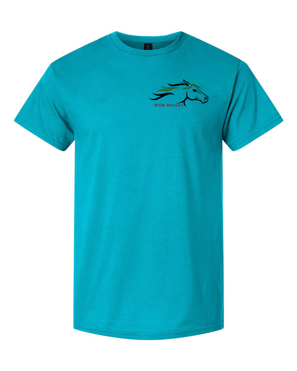 Tropical Blue Wild Horses 100% Quality Cotton Short Sleeve