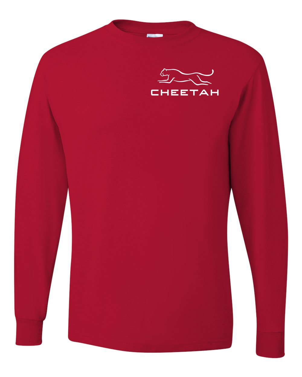 True Red Cheetah 100% Quality Cotton Long Sleeve (Left Chest)