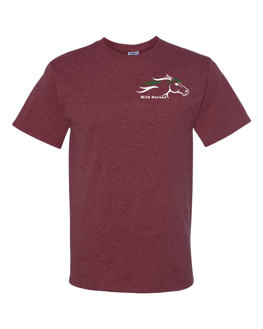 Vintage Heather Maroon Wild Horses 100% Quality Cotton Short Sleeve
