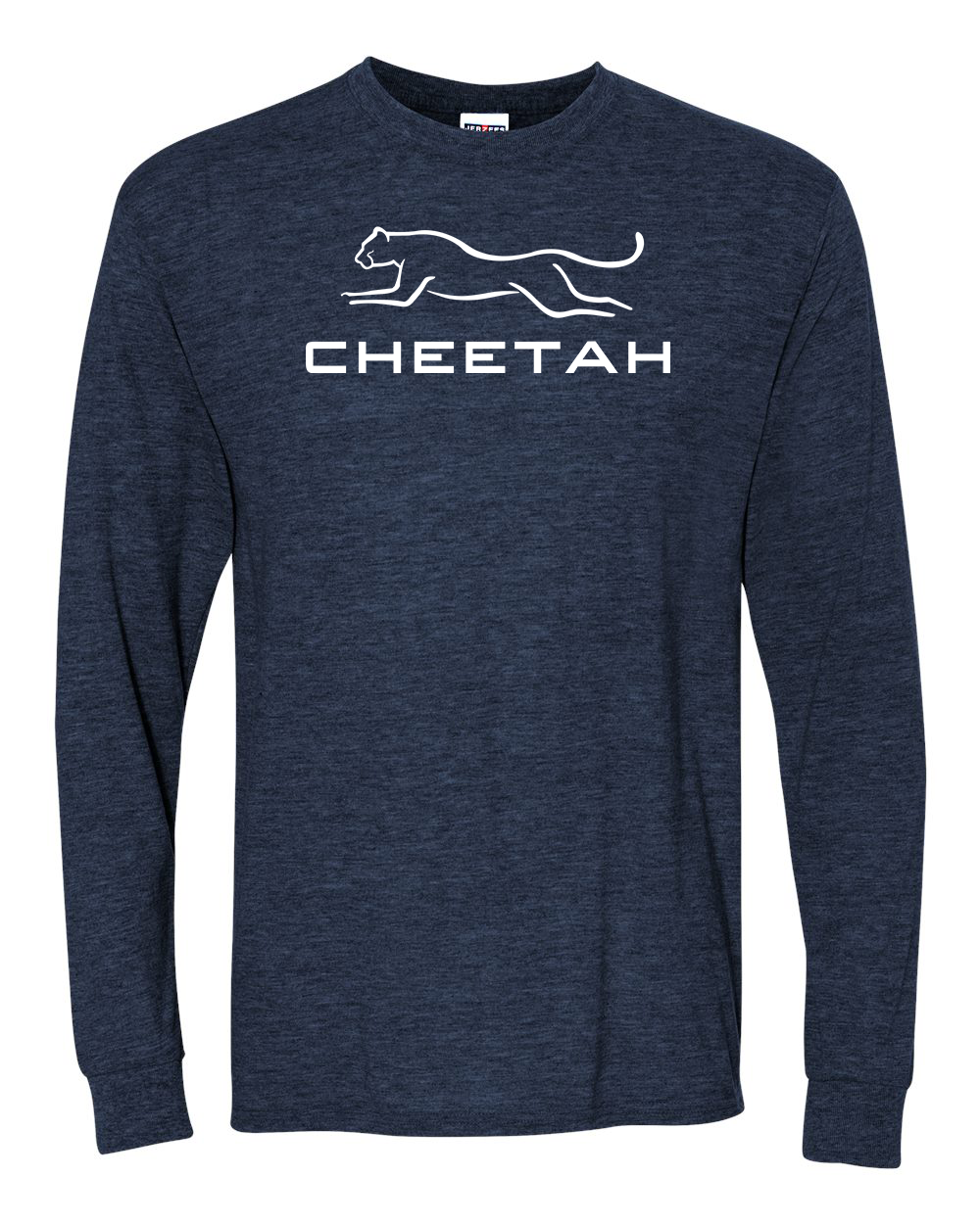 Vintage Heather Navy Cheetah 100% Quality Cotton Long Sleeve (Full Chest)