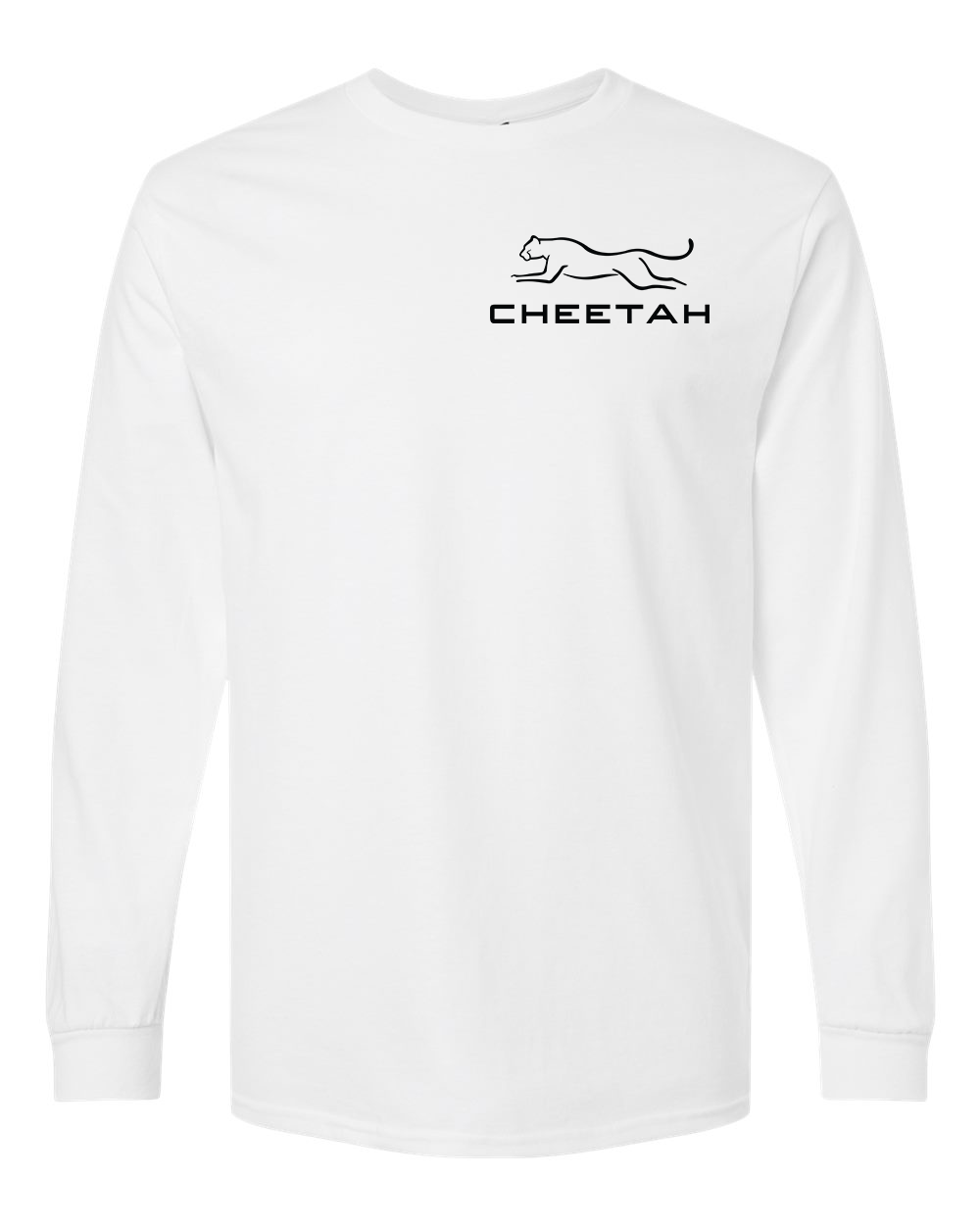 White Cheetah 100% Quality Cotton Long Sleeve (Left Chest)