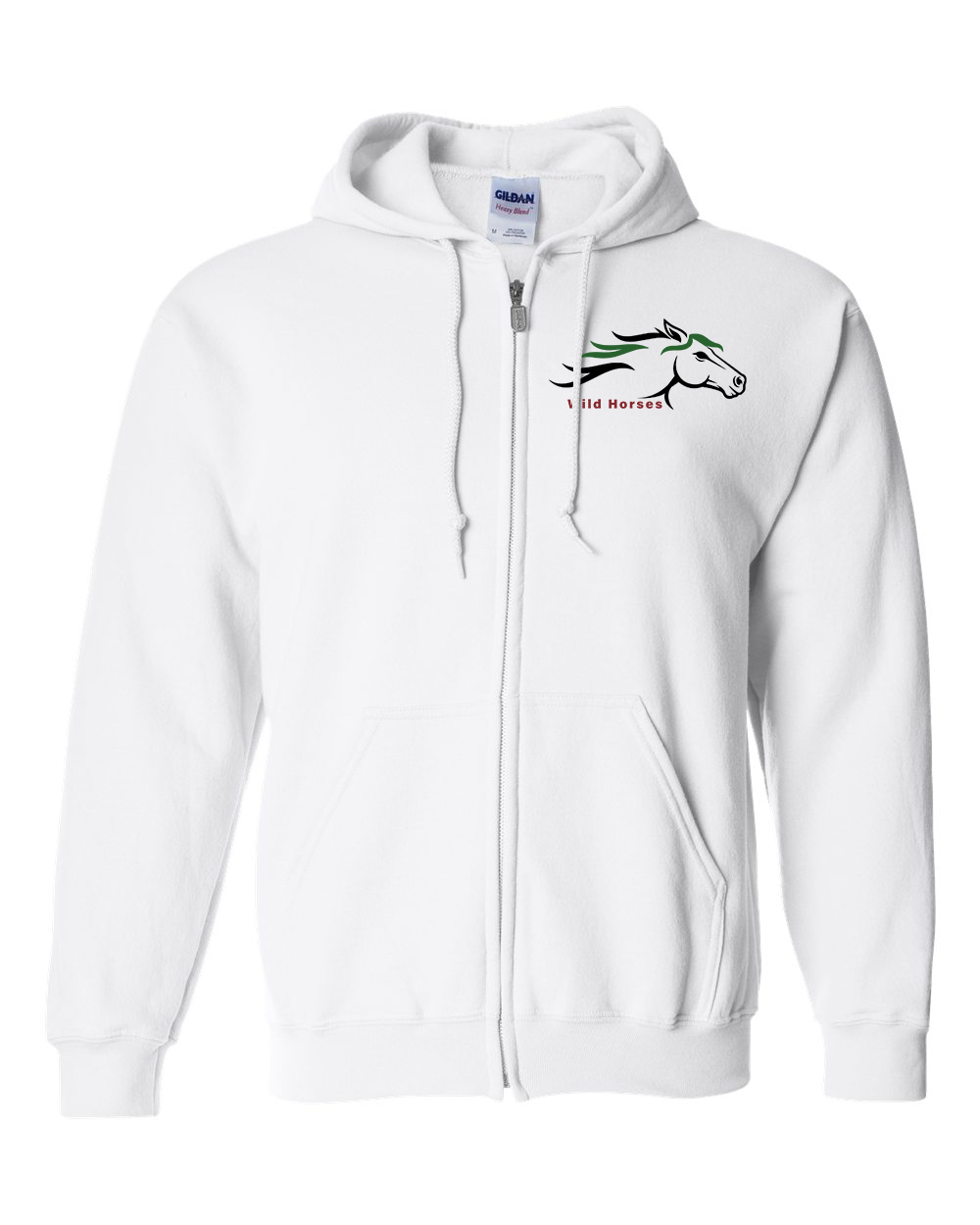 White Wild Horses 100% Quality Cotton Full-Zip Hoodie