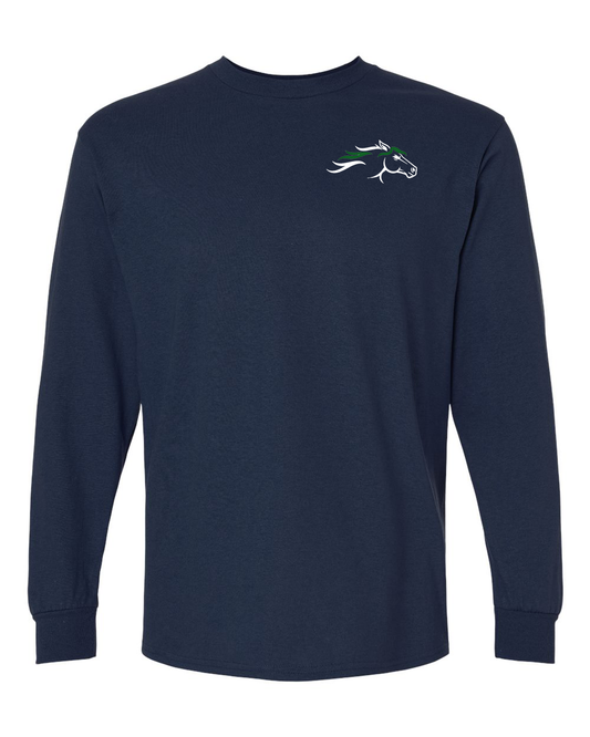 Navy Wild Horses 100% Quality Cotton Long Sleeve