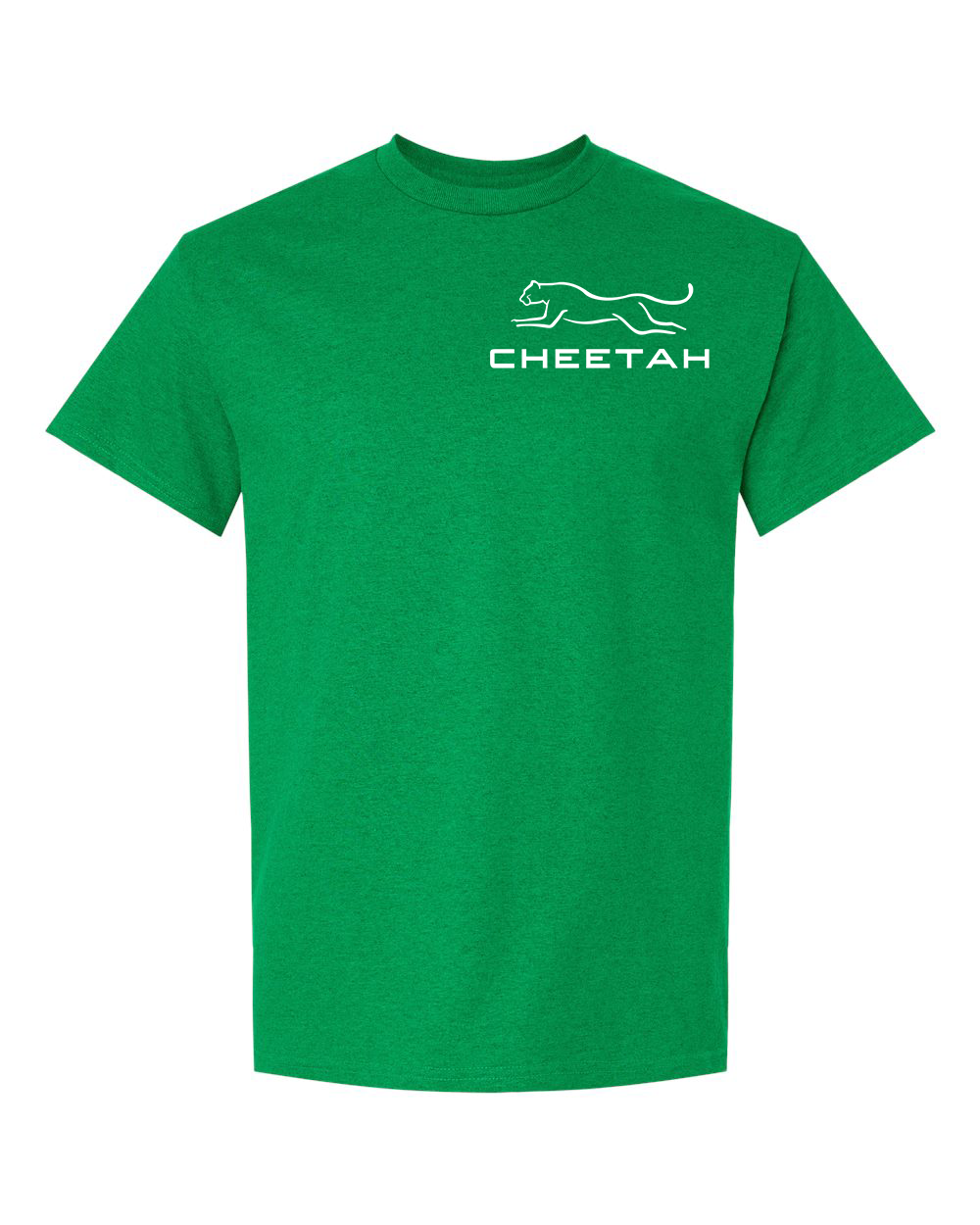 Antique Irish Green Cheetah 100% Quality Cotton Short Sleeve (Left Chest)