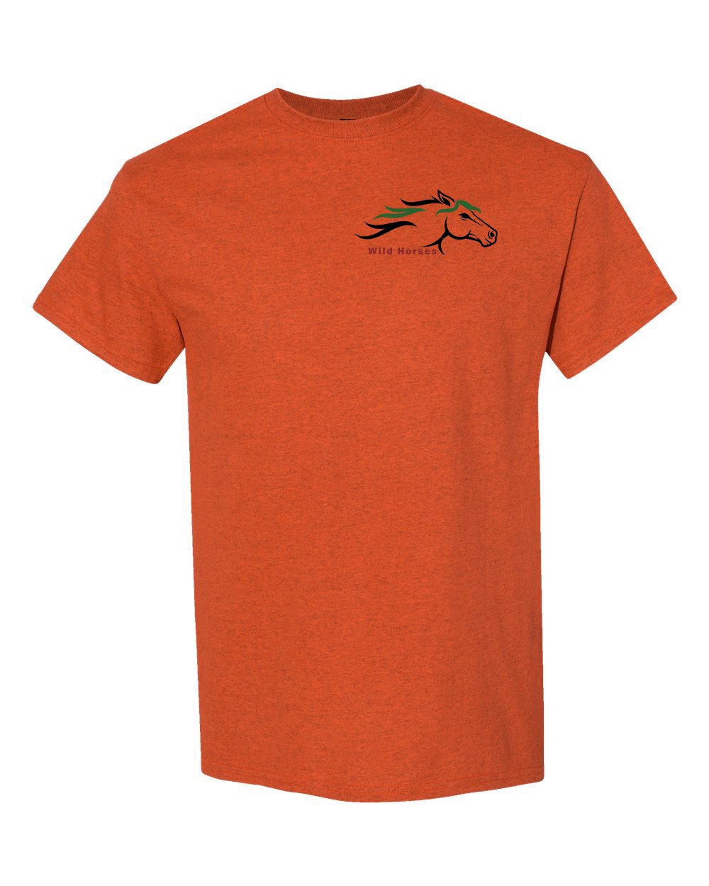 Antique Orange Wild Horses 100% Quality Cotton Short Sleeve