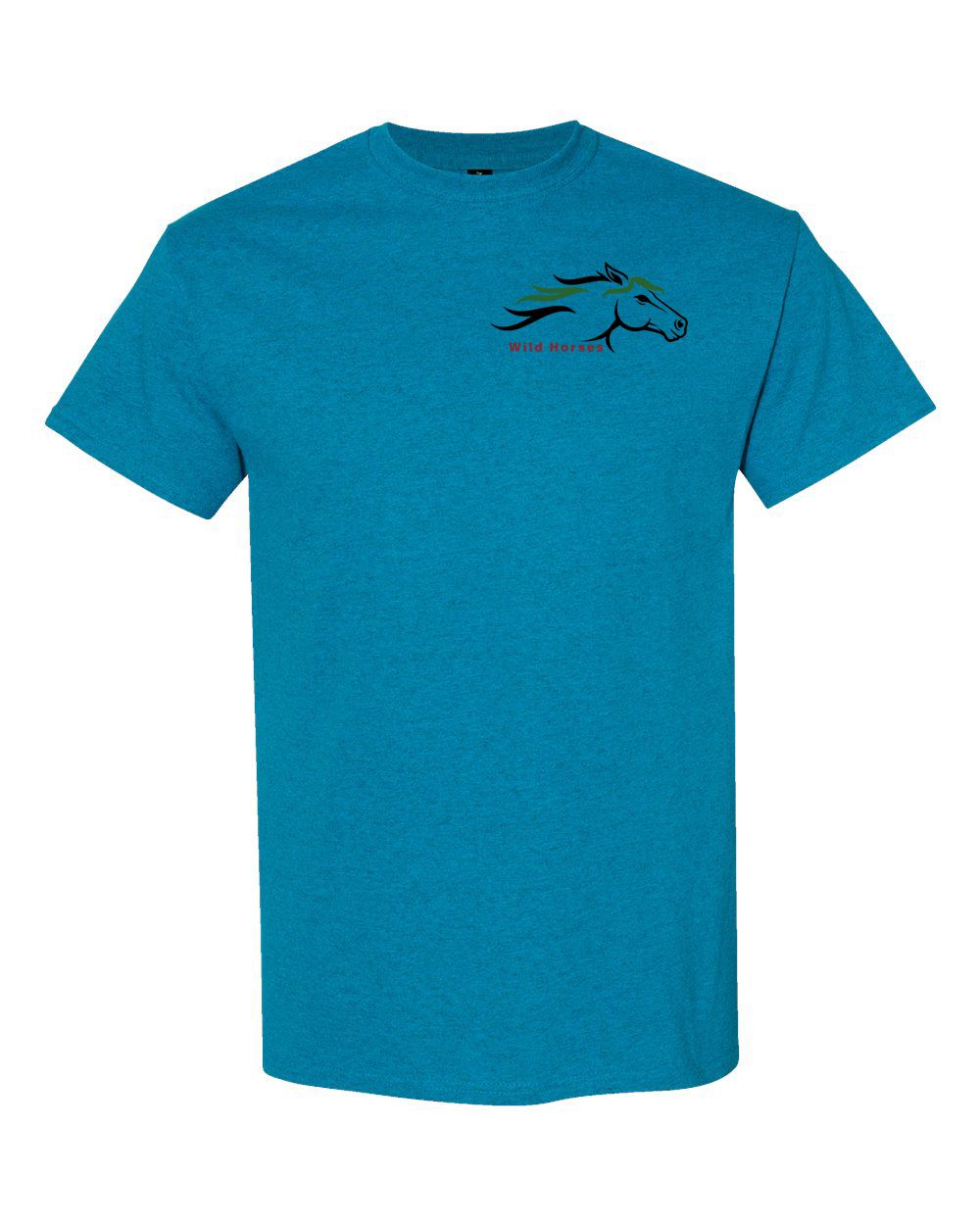 Antique Sapphire Wild Horses 100% Quality Cotton Short Sleeve