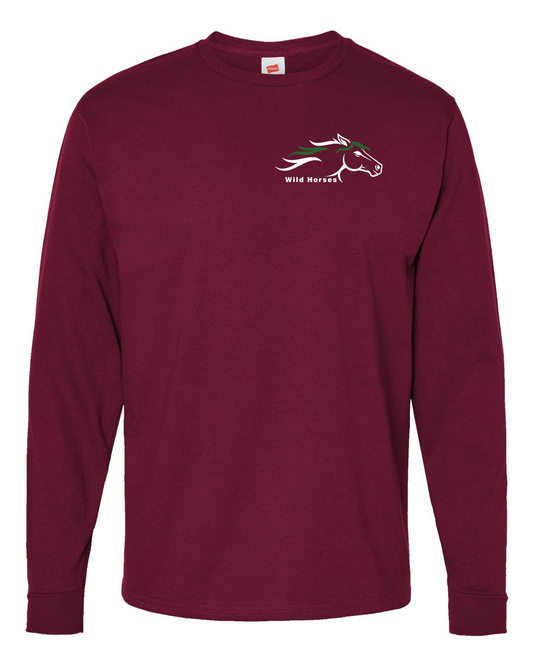 Athletic Cardinal Wild Horses 100% Quality Cotton Long Sleeve