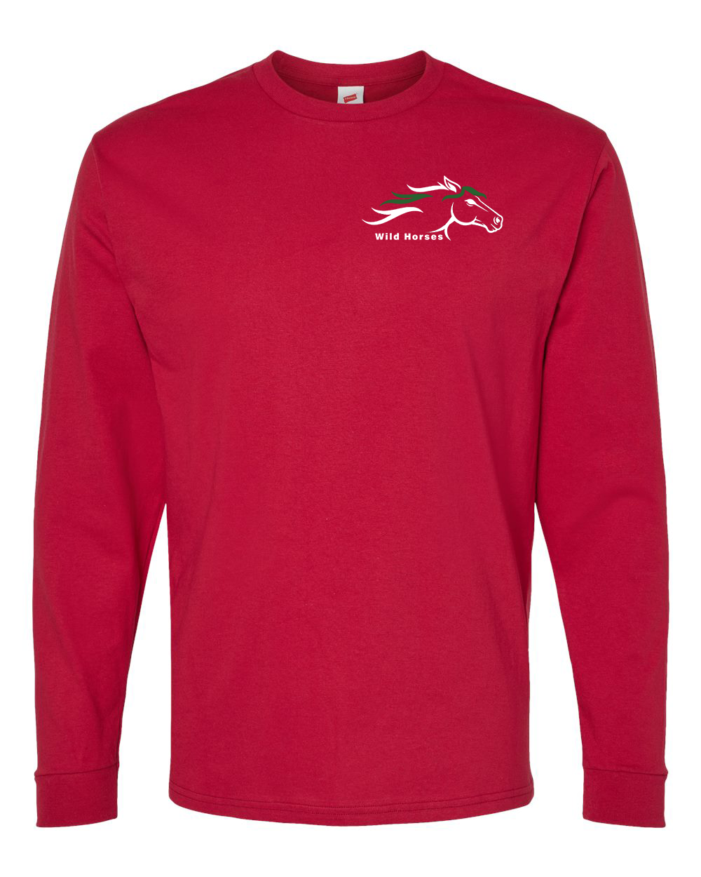 Athletic Crimson Wild Horses 100% Quality Cotton Long Sleeve
