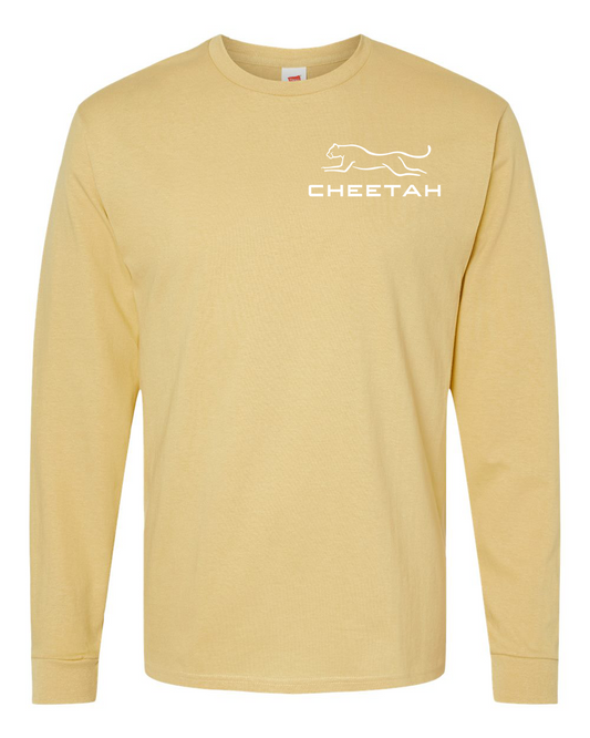 Athletic Gold Cheetah 100% Quality Cotton Long Sleeve (Left Chest)