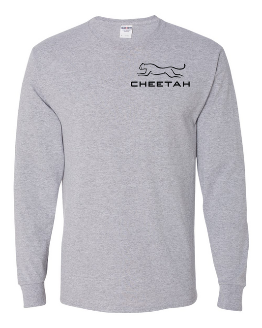 Athletic Heather Cheetah 100% Quality Cotton Long Sleeve (Left Chest)