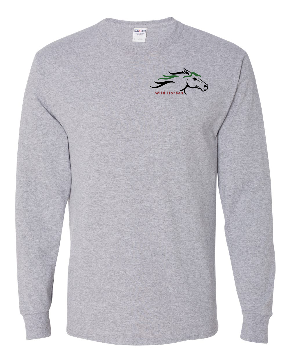 Athletic Heather Wild Horses 100% Quality Cotton Long Sleeve