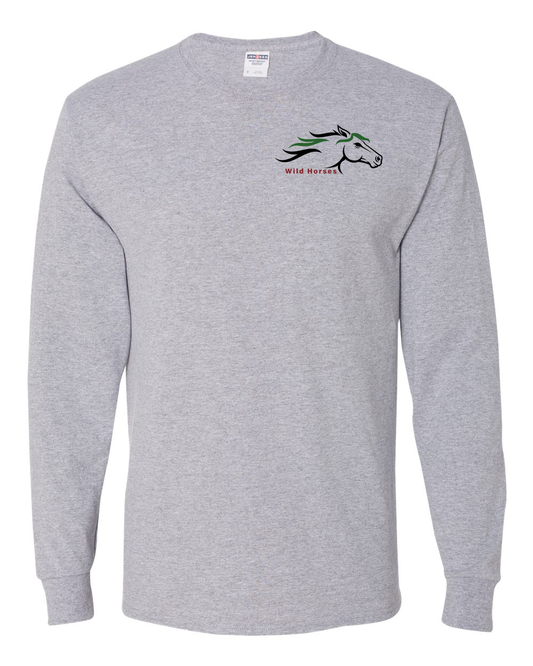 Athletic Heather Wild Horses 100% Quality Cotton Long Sleeve