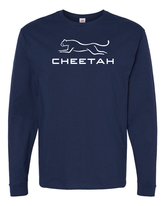 Athletic Navy Cheetah 100% Quality Cotton Long Sleeve (Full Chest)