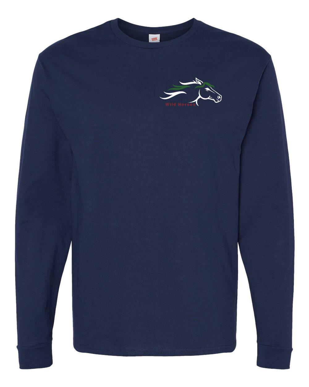 Athletic Navy Wild Horses 100% Quality Cotton Long Sleeve
