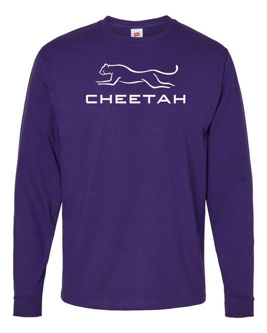 Athletic Purple Cheetah 100% Quality Cotton Long Sleeve (Full Chest)